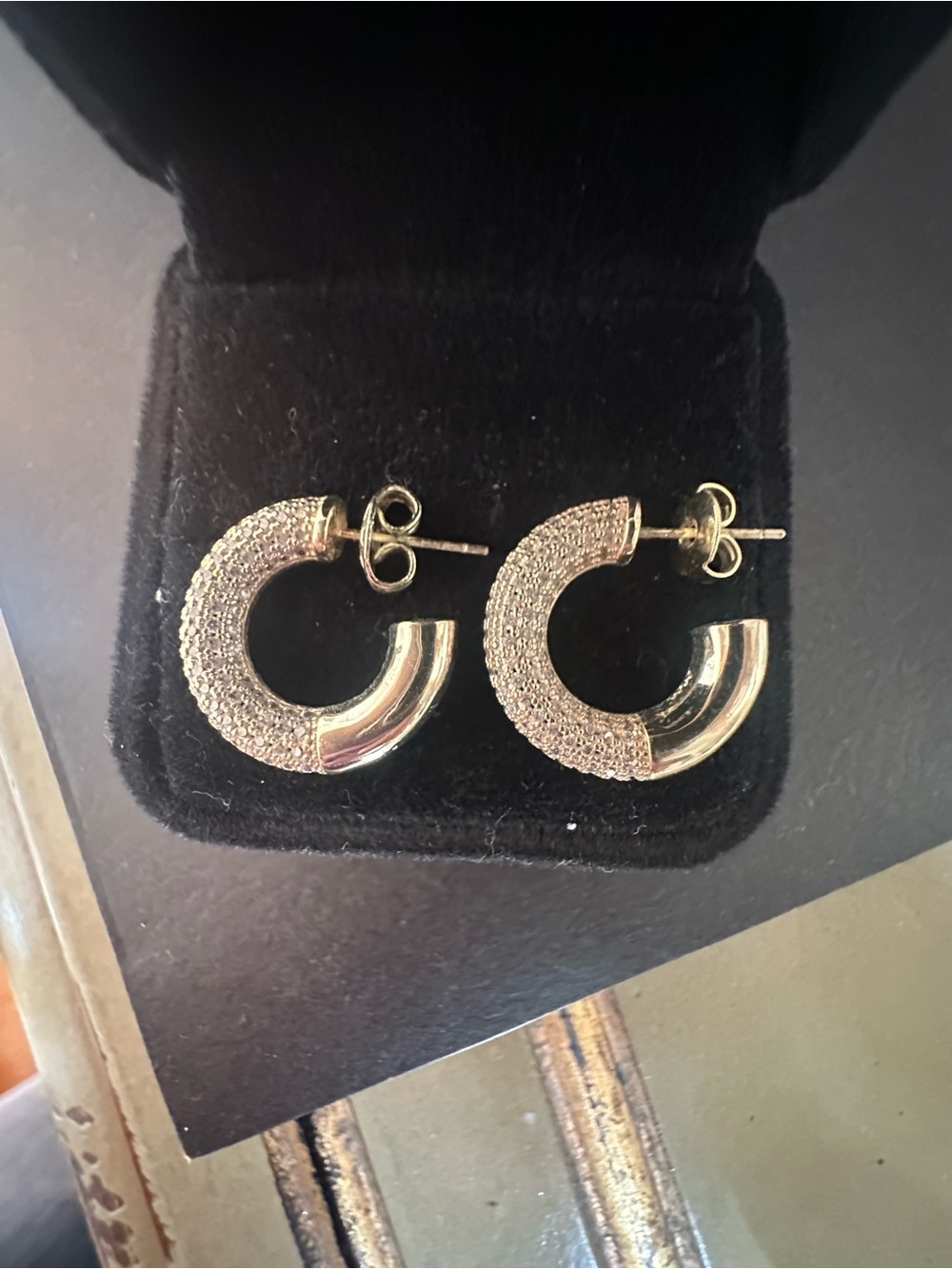 Melinda Maria Two-Tone Textured Gold Hoop Earrings